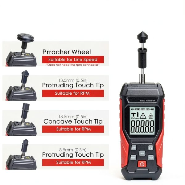 JuviPerpric 2‑in‑1 Digital Tachometer Contact & Non‑Contact 0‑99,999-3