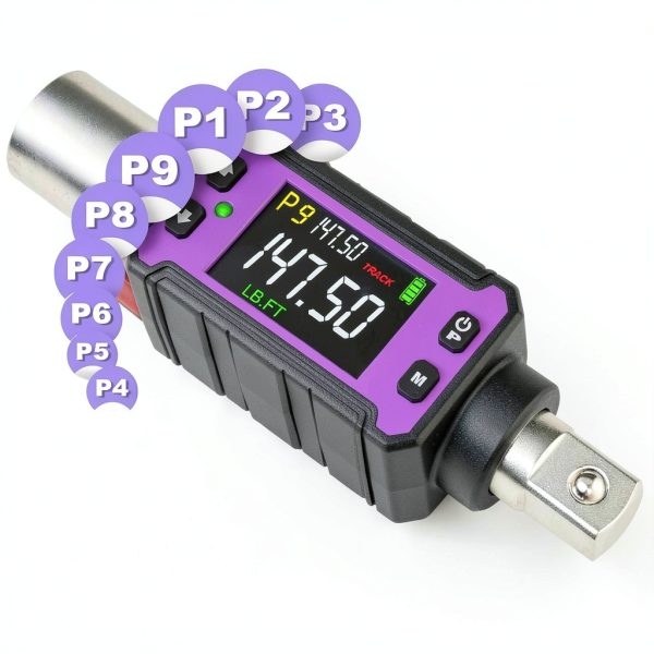 1/2" Digital Torque Adapter, 2.9-147.6 Ft.lb/4-200 Nm Digital Torque Wrench Converter Set, Torque Adapters with ±2% Accuracy, Buzzer & LED Flash Notification for Motorcycle Car Repair-1